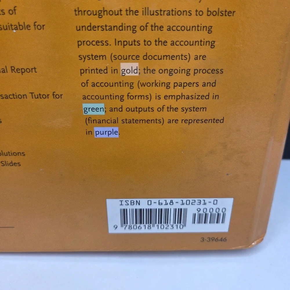Needles Financial & Managerial Accounting 2002 Textbook Hardcover 0618102310